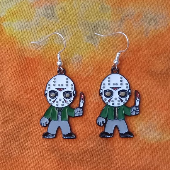 Handmade JASON VOORHEES Horror Earrings - Picture 4 of 6